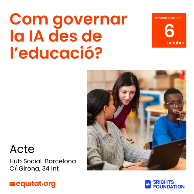 Cartell de la sessió "Com governar la IA des de l’educació?", organitzada per Equitat.org